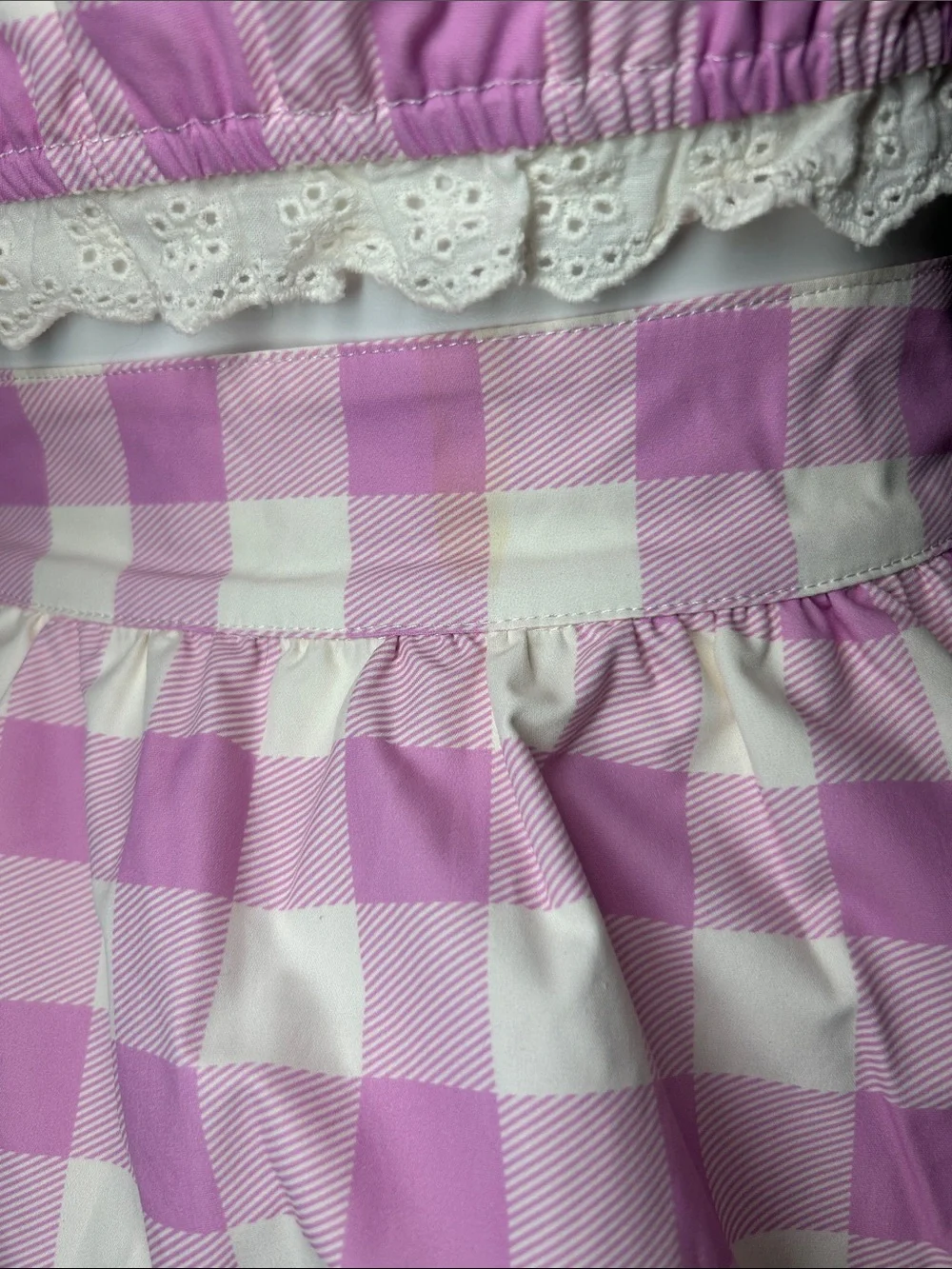 Sugar Thrillz Pink and White Gingham Crop Top & Skirt Set Sz S